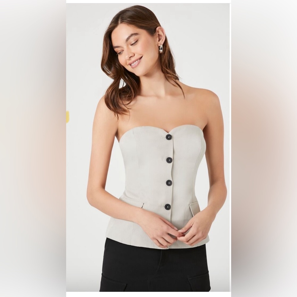 Cherry Mellow Sweetheart Button Front Tube Top